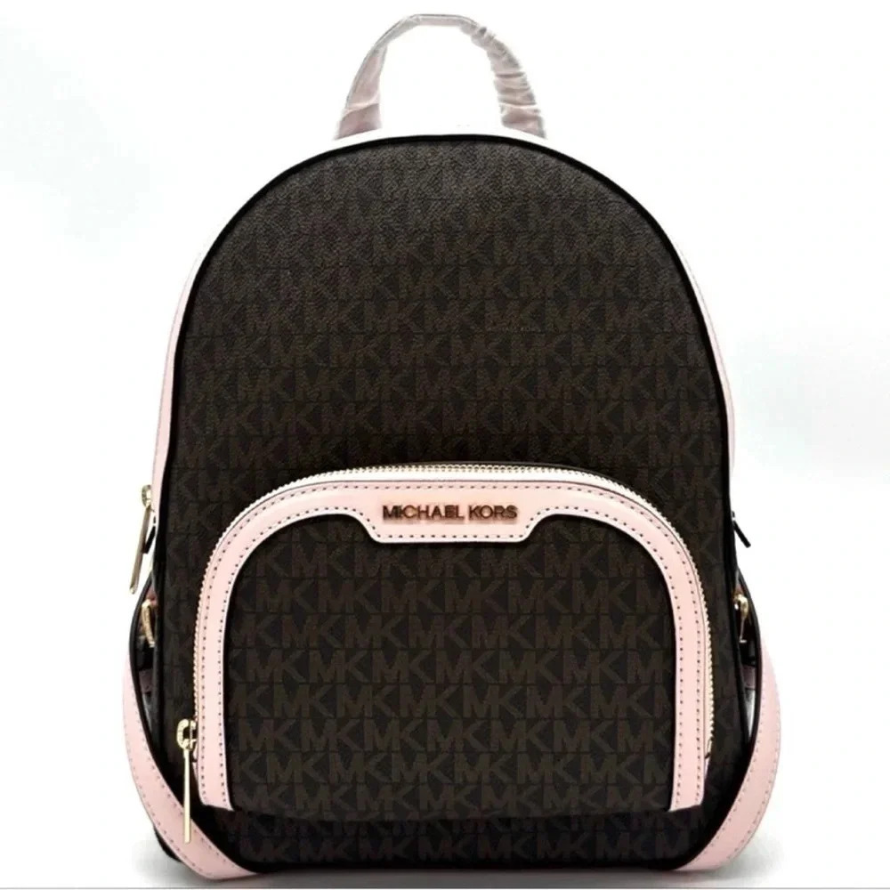 Michael Kors Medium Jaycee Zip Packet Backpack Brown/Light Pink